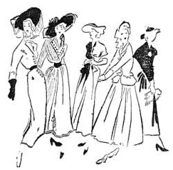 ilustracion de varias mujeres de la epoca de los cuarenta